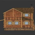 Traditional Log Cabin With Wooden Shingle Roof Stone Chimney And Front Porch Steps