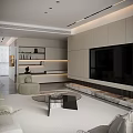 Modern Living Dining Room Interior With Beige Sofa Coffee Table And Floor to Ceiling Window