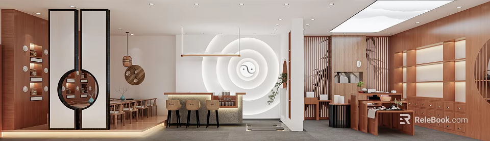 Modern Hospital Outpatient Clinic Reception Area Design 3d model 