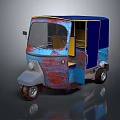 Vintage Style Children Tricycle With Blue Body Red Rust And Yellow Details