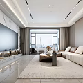 Modern Living Dining Room Interior Design With Sofa Coffee Table And Decorative Painting