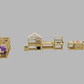 Kindergarten Wooden Play Furniture Featuring Playhouse Shaped Stations And Activity Tables