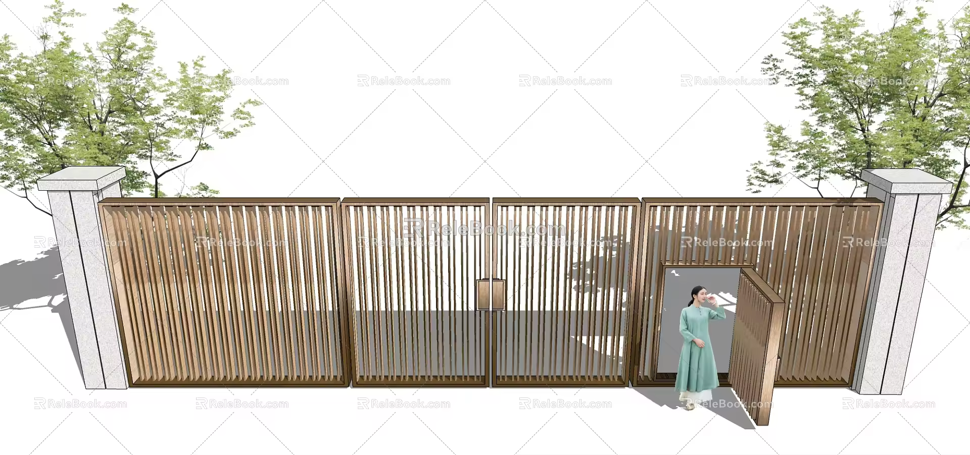 new chinese style gate 3d model