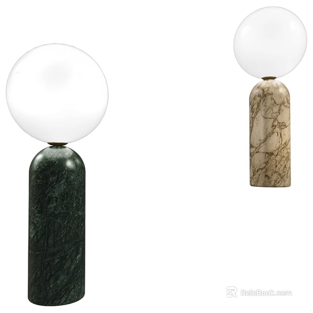 Modern Wall Lamps With Marble Base And White Spherical Shade For Home Decor 3d model 