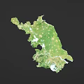 Green And White Map Themed Wall Decor Piece For Home Interior Decoration