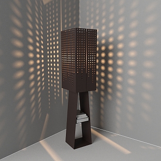 Modern metal floor lamp square industrial wind 3d model