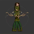 Two Female Characters in Green Armor with Bow Arrow Quiver and Glowing Green Aura