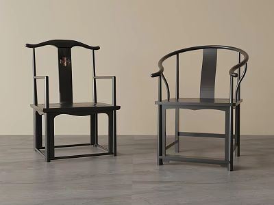 Elegant New Chinese Style Black Solid Wood Single Chairs For Cozy Home Living Space 3d model