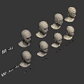 Game Film Character Head Models for Man Woman with High Mid Low Very Low Poly