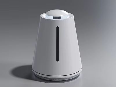 Smart Projection Monitoring Device with Sleek White Design and Round Top Surveillance Lens 3d model