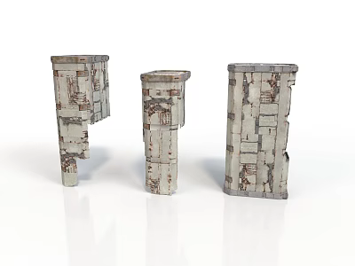 Vintage Weathered Stone Scene Components With Distressed Texture And Rustic Look 3d model