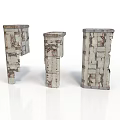 Vintage Weathered Stone Scene Components With Distressed Texture And Rustic Look