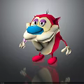 Cute Cartoon Character Creature With Red Body Blue Nose Pink Ears And White Belly