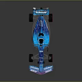Sleek Blue Formula Racing Car With Aerodynamic Body Rear Wing And Sponsor Logos