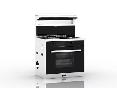 Modern Integrated Kitchen Appliance With Gas Stove Oven And Range Hood 3d model