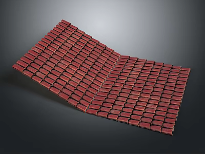Red Tiles In Wavy Arrangement With Curved Layout Design Details 3d model