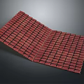 Red Tiles In Wavy Arrangement With Curved Layout Design Details