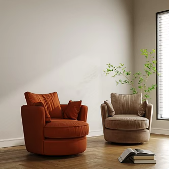 Modern Single Sofa Fabric Single Casual Sofa 3d model