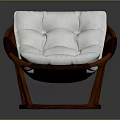 Modern Wooden Frame Chair With White Padded Button Tufted Seat Design