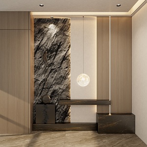 Italian Cream Style Rock Wood Finish Duan Jing Hallway 3d model