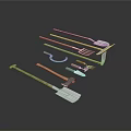 Essential Garden Tools Set With Wooden Handles And Metal Heads Including Shovel Rake Fork Sickle