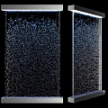 Modern Glass Water Wall Scenery With Flowing Blue Ripples And Black Background