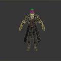 Game Movie Character in Long Black Coat Purple Vest White Shirt with Mechanical Arms