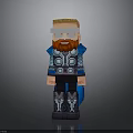 Pixel Art Superhero Character With Red Beard Blonde Hair And Blue Armor