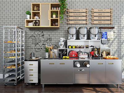 Modern Workbench Coffee Milk Tea Shop model