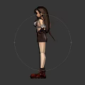 Anime Style Female Character Figure With White Top Brown Shorts Red Boots And Gloves
