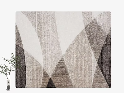 Modern Square Area Rug With Geometric Abstract Lines And Neutral Brown Gray White Tones 3d model
