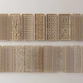 Various Golden Decorative Partition Designs With Intricate Patterns On Wall 3d model