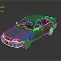 Green Sedan Car With Smooth Surface And Reflective Finish On Dark Background