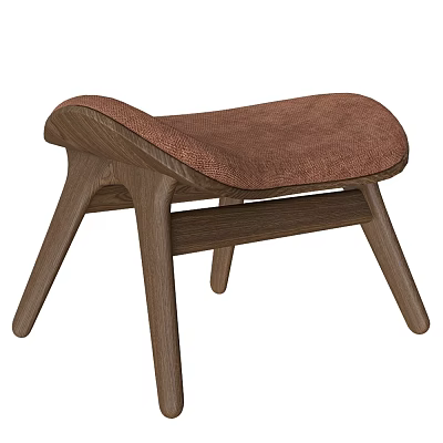 Modern Style Wooden Leg Brown Fabric Cushion Stool For Living Room 3d model