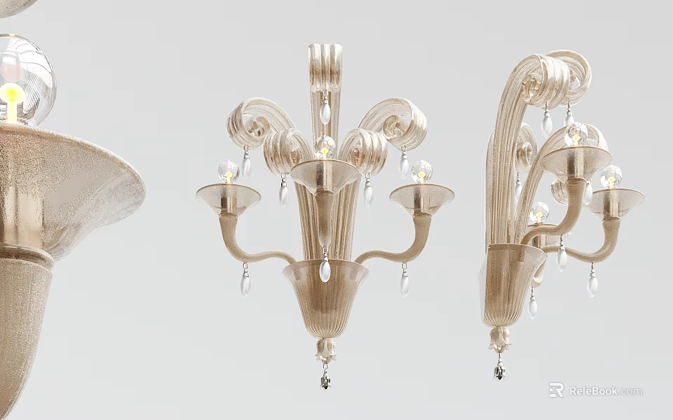 Elegant Wall Sconces with Classic Design and Crystal Decor Elements 3d model