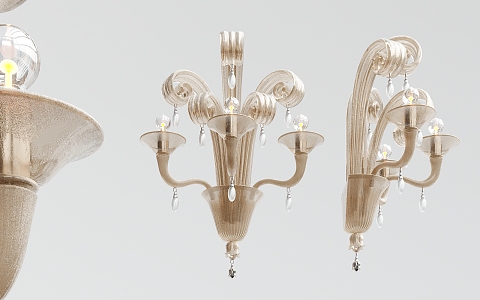 European style wall lamp glass wall lamp 3d model