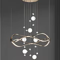 Modern Twisted Metal Frame Chandelier With Circular Lights And Crystal Accents