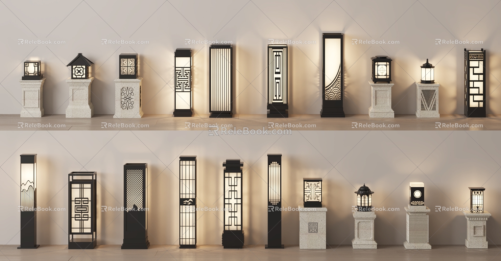 Chinese style outdoor lamp garden lamp column lamp 3d model