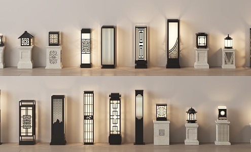 Chinese style outdoor lamp garden lamp column lamp 3d model