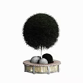 Round Green Topiary Plant Combination With Circular Base And Decorative Balls