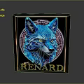 Game Movie Character Blue Fox Head Featuring Yellow Eyes Circular Decorative RENARD Background
