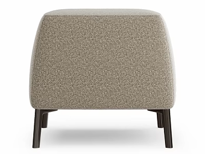 Modern Fabric Sofa Stool With Light Gray Upholstery And Dark Wooden Legs 3d model
