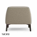 Modern Fabric Sofa Stool With Light Gray Upholstery And Dark Wooden Legs