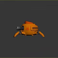 Orange Mechanical Robot With Multiple Legs And Cannons On Body Design