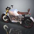 Custom Vintage Motorcycle With Brown Leather Seat Metal Frame And Retro Design