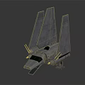 Scifi Spaceship Model With Triangular Wings Gray Body And Cockpit Design 3d model