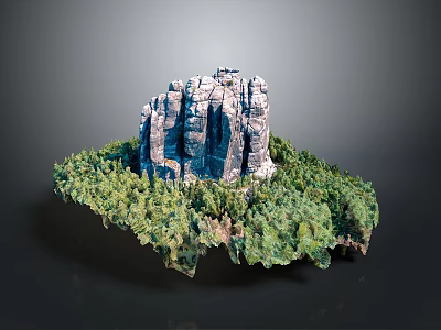 Scenic Rocky Mountain Peak Surrounded by Lush Green Forest Natural Landscape 3d model
