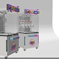 Two Colorful Claw Machine Amusement Equipment With Stuffed Toys Control Buttons And Wheels