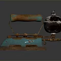 Vintage Turquoise And Rust Metal Electric Iron With Classic Design