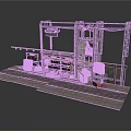 Industrial Facility Model Featuring Metal Frame Structure Mechanical Equipment And Concrete Blocks